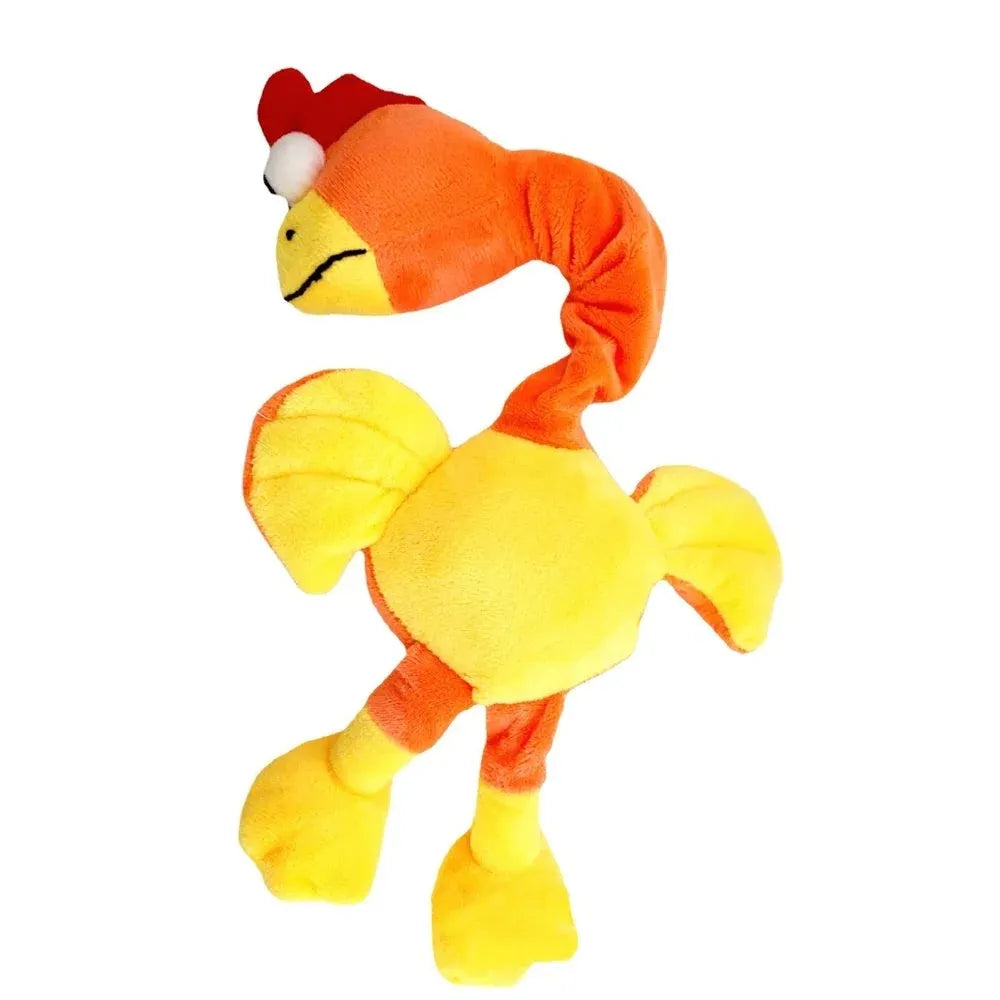 TPR rubber dog toy shaped like a chicken with black, green, and orange colour options.