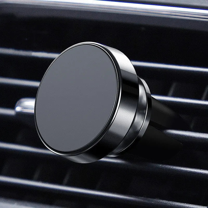 Aluminium alloy magnetic car phone holder in black colour with CD texture surface