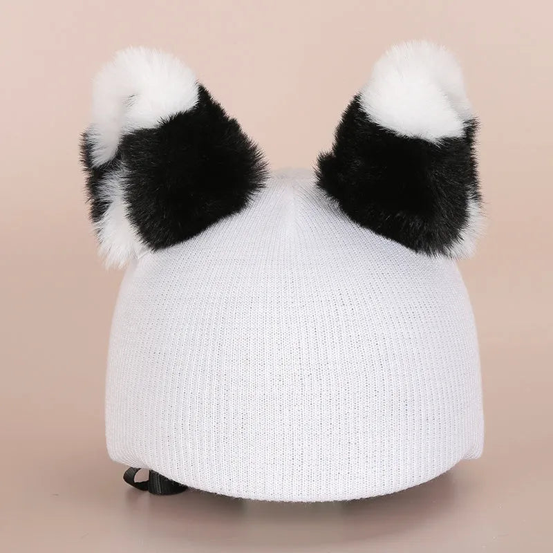 Soft plush decorative ski helmet cap in a cartoon style, a prop for costumes and decor.