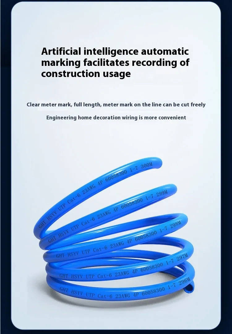 305-metre reel of blue Category 6 ethernet cable with oxygen-free copper cores for gigabit networking