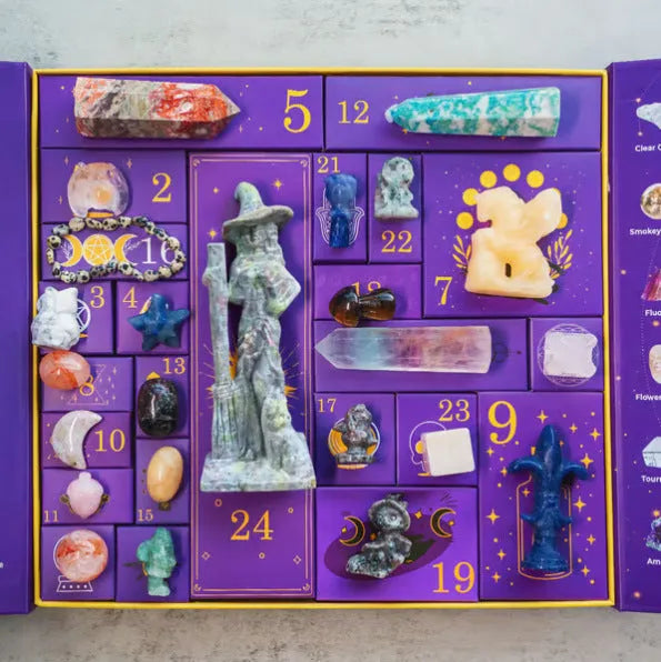 Paper Halloween countdown gift box measuring 33.5cm by 30.5cm with crystal design