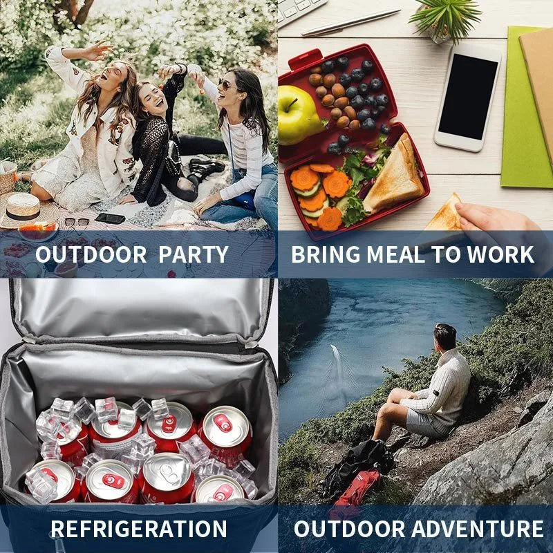 Blue double-layer insulated waterproof backpack cooler with 22 litre capacity shown outdoors.
