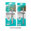 Professional 12-colour artist paint set with tubes for acrylic, oil, gouache, and watercolour techniques