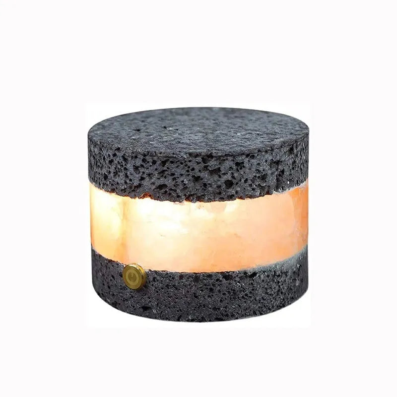 Volcanic rock touch night lamp with USB charging port and essential oil diffuser component