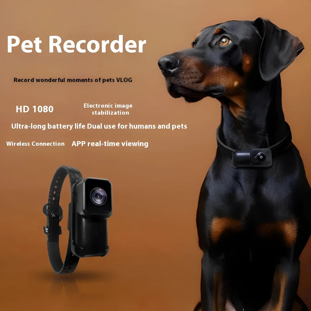 Black Wi-Fi camera neckband wireless recorder with compact design showing TYPE-C port