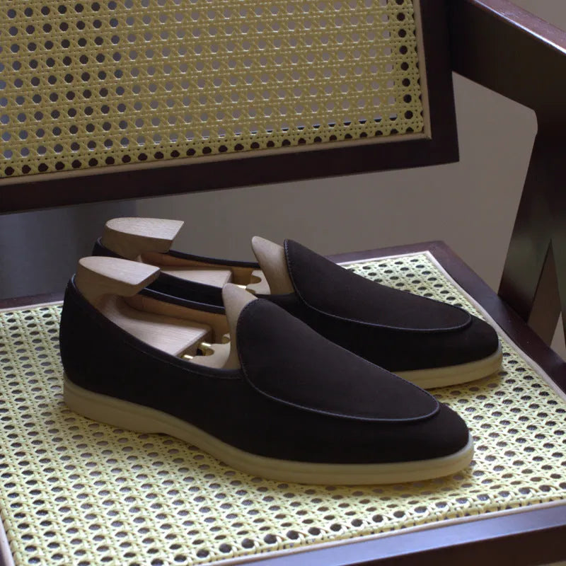 British handmade men's leather loafers in genuine cowhide with TPR sole