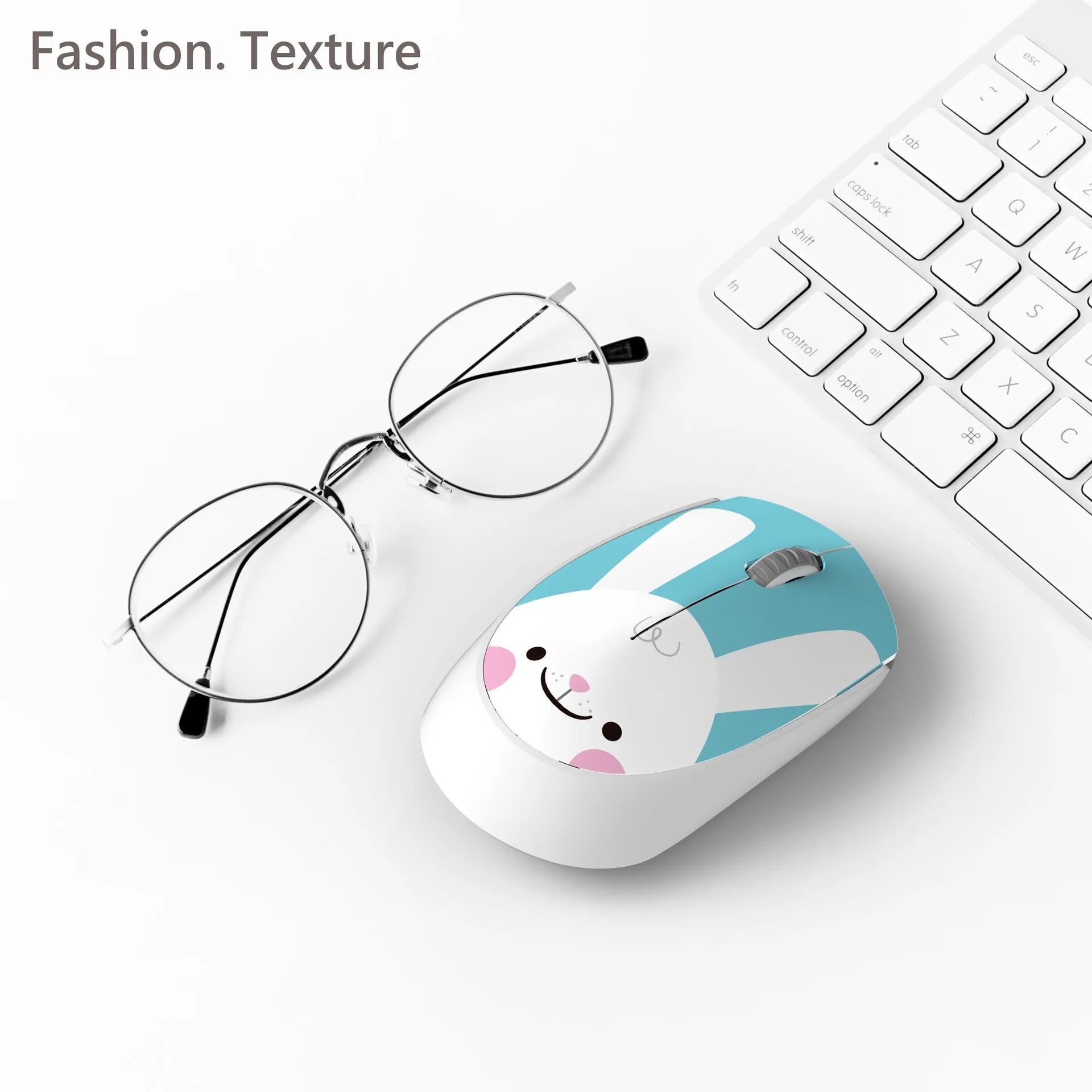 Wireless cartoon animal mini mouse showing blue rabbit, green bear, pink pig, and yellow tiger designs