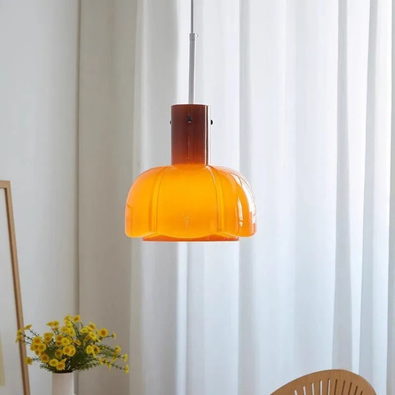 Medieval Glass Bud Retro Dining Room Chandelier pendant light in vintage design with E27 fitting