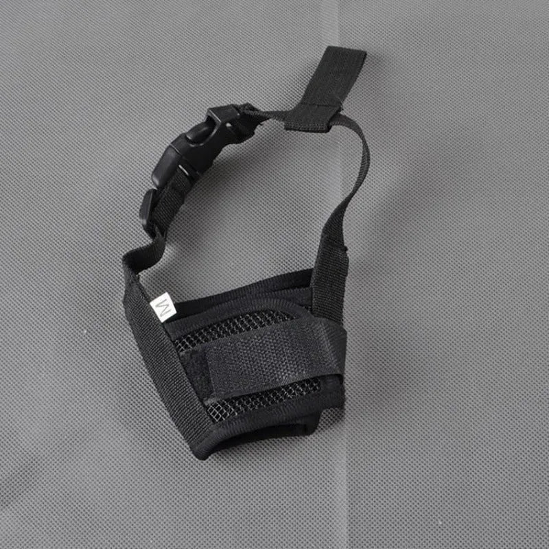 Adjustable plastic dog safety muzzle in cage design available in multiple colours and sizes