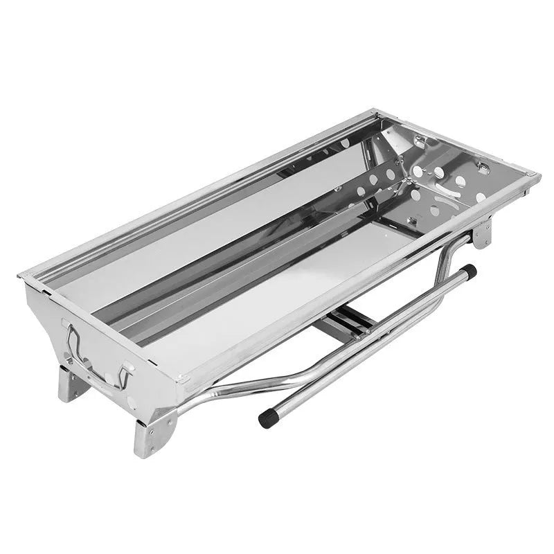 Stainless steel portable barbecue oven with flip design and charcoal cooking accessories