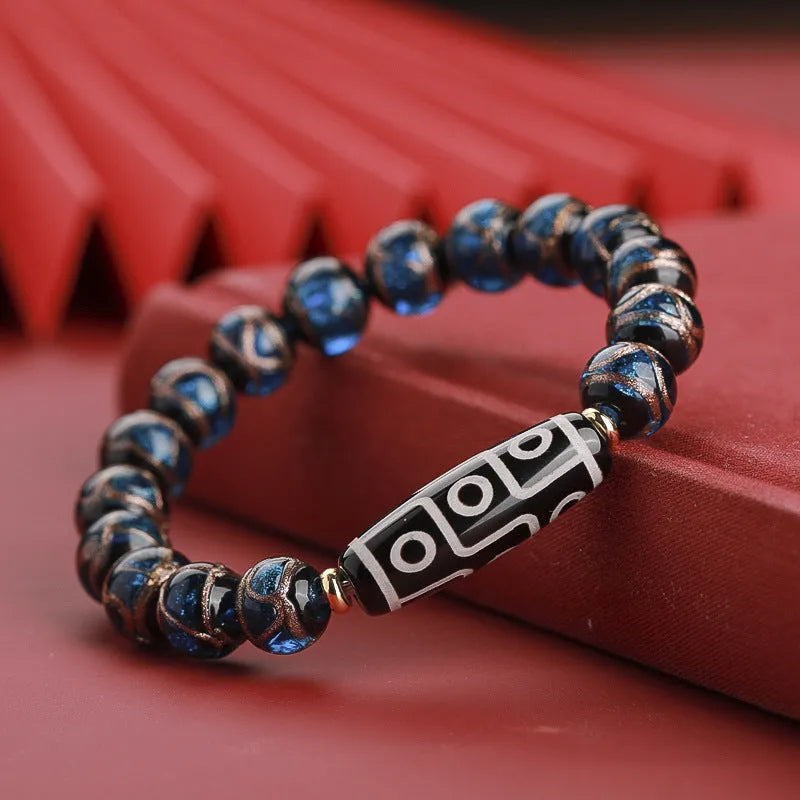 Chinese coloured glaze lucky bracelet with ancient five-colour snake pattern.