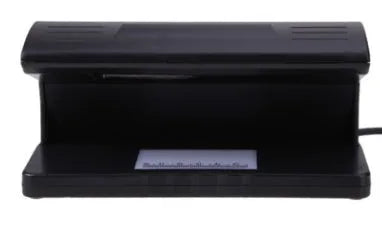 EU Plug 4W UV Light Money Detector Checker in black, size 183 x 82 x 90mm, with ON/OFF switch and EU plug.