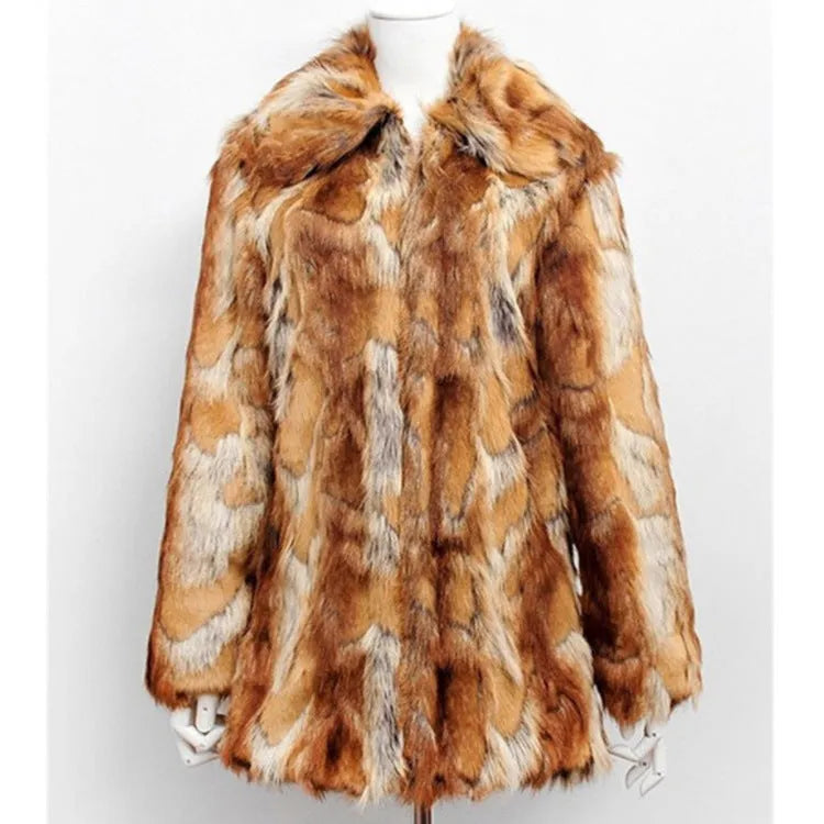 Women's tiger pattern faux fur slim leather jacket on a hanger