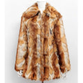 Women's tiger pattern faux fur slim leather jacket on a hanger