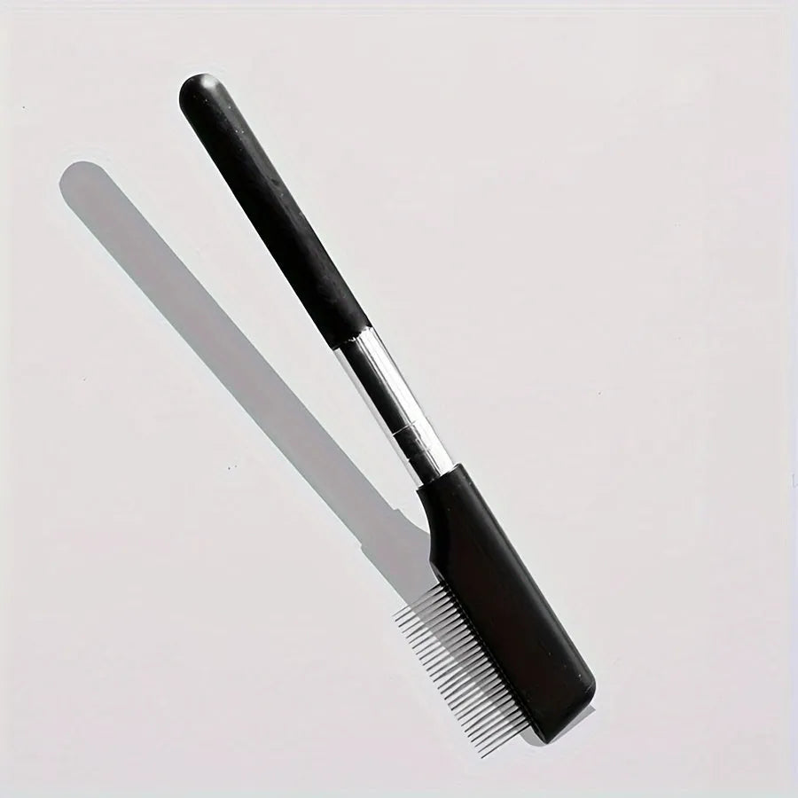 Black pet grooming brush with soft tear stain remover and comb attachment for dogs and cats