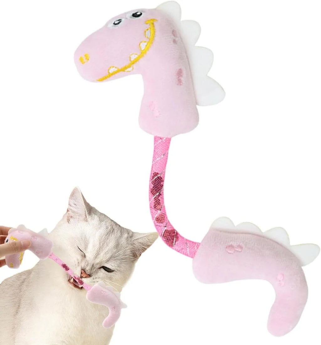 Bundle of four cat toys including a plush fish, rope, springs, and kicker toys in pink, purple, or yellow.