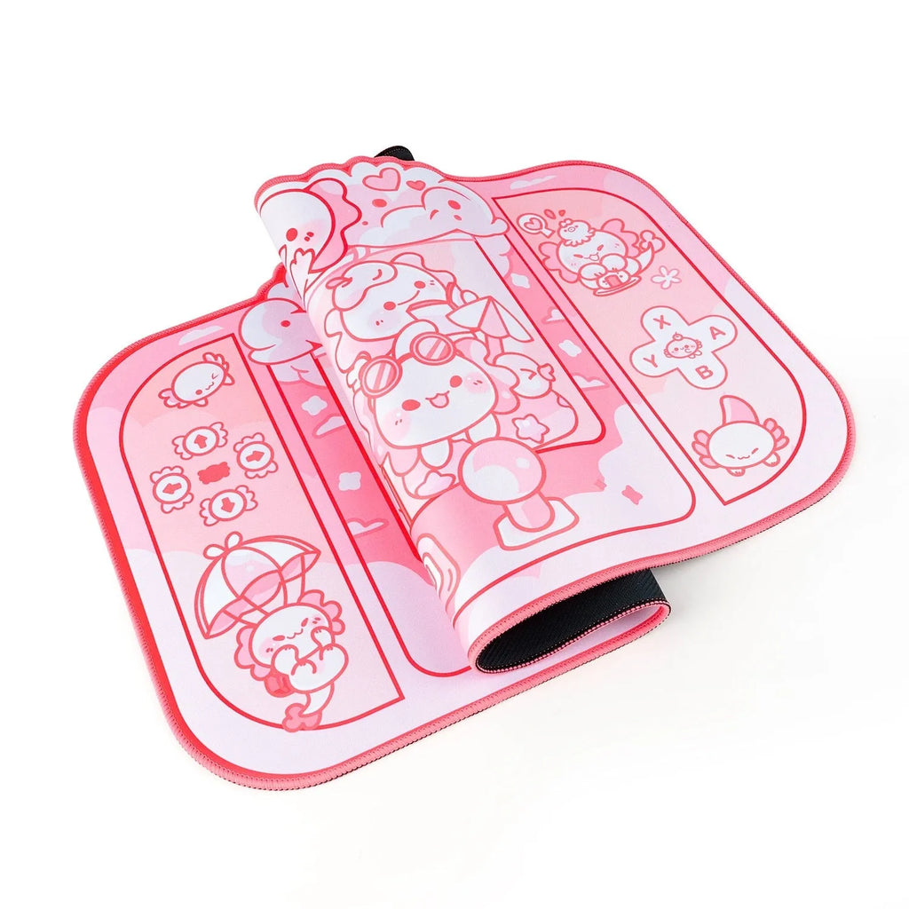Hexagonal dragon crane machine pattern large mouse pad measuring 75×40cm with wrist strap