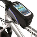 ROSWHEEL waterproof PVC bicycle frame bag for iPhone in black, blue, red colours showing three size options