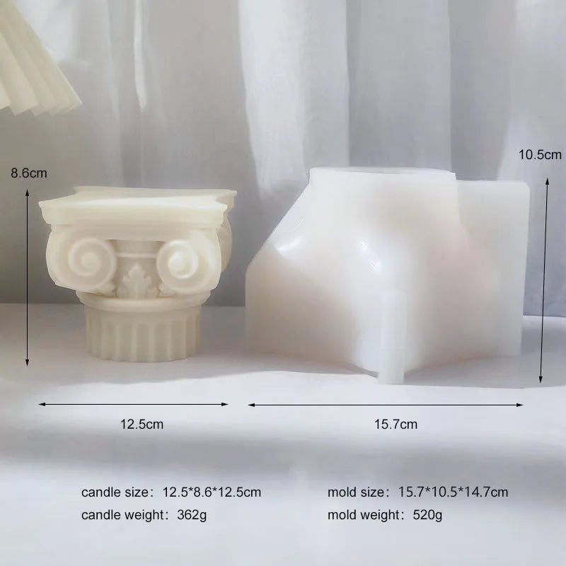 Silicone Roman pillar craft mold for making candles, chocolate, soap and plaster decorations.