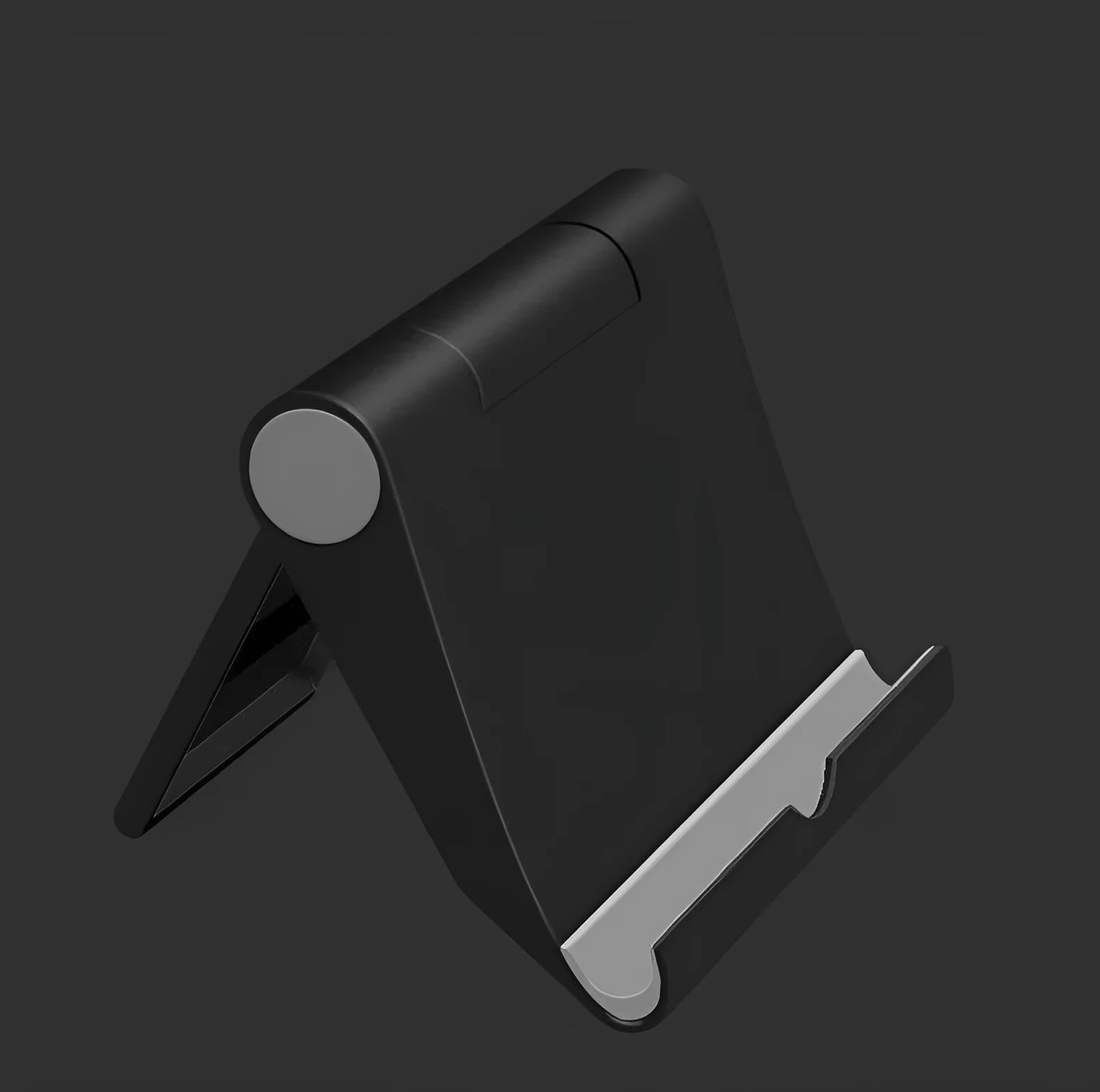 PE folding mobile phone stand in multiple colours showing multi-angle adjustment for tablets and smartphones