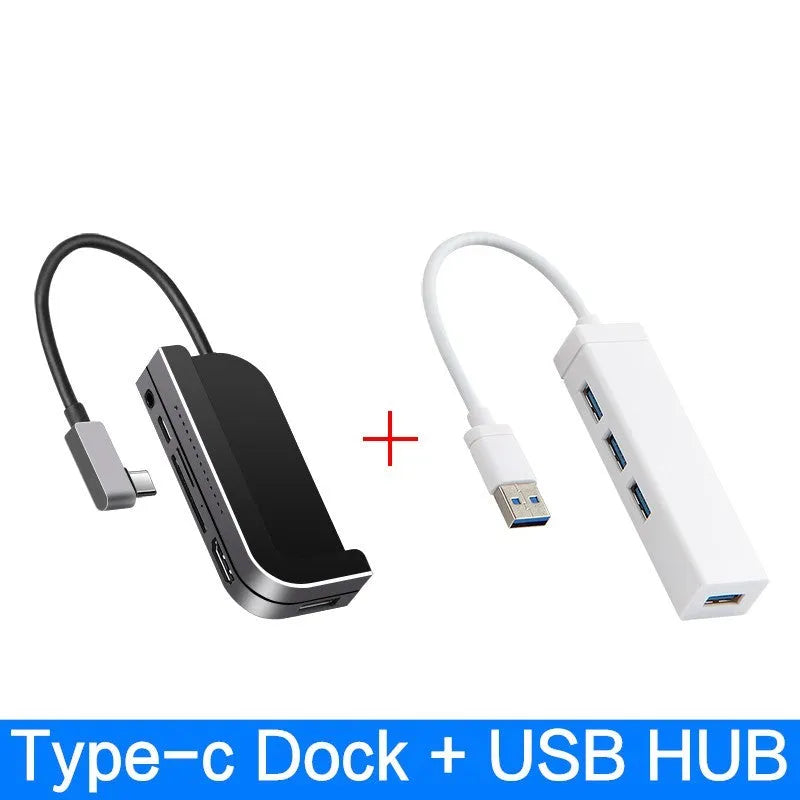 Silver aluminium grey 6-in-1 docking station for iPad Pro with USB-C connector and multiple ports