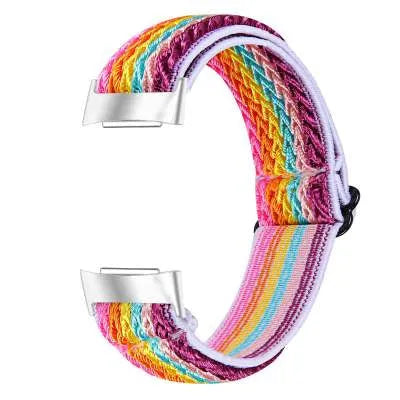 Printed elastic watch strap for Fitbit Charge 6 in various colours including rainbow