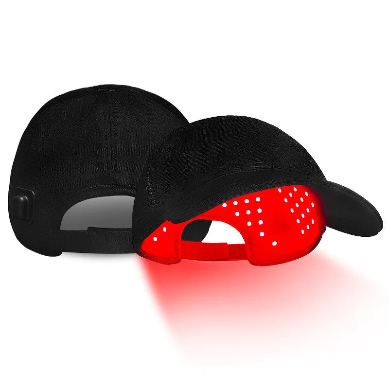 Black duckbill cap with 180 red LED lights for hair growth therapy