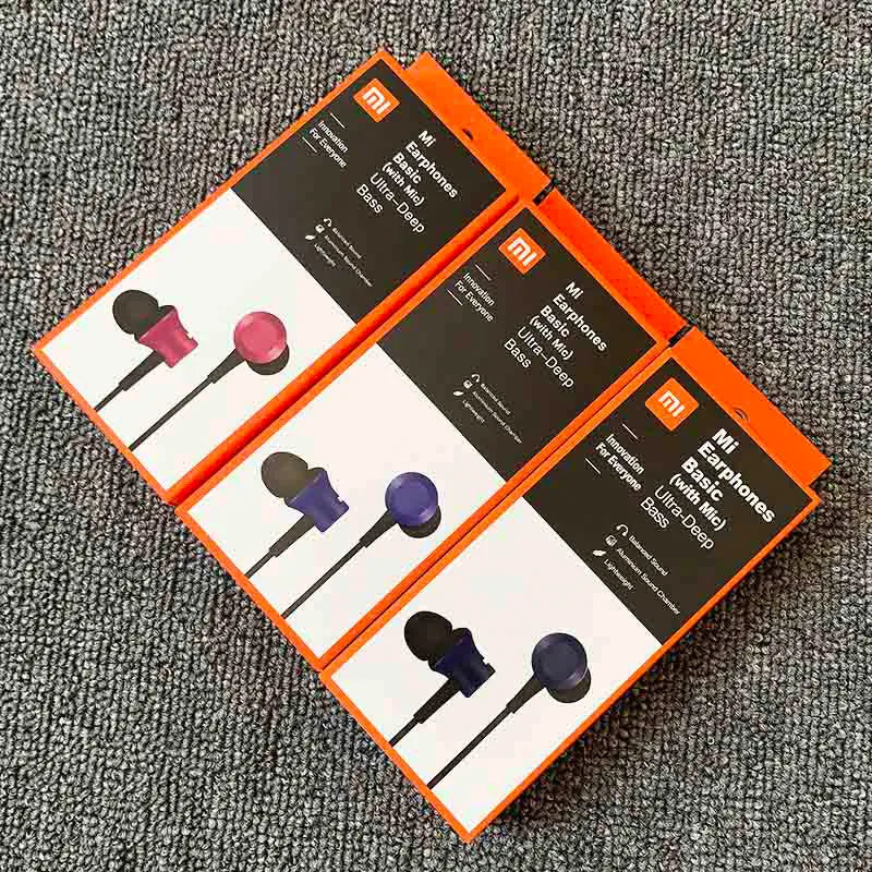 Wired piston in-ear headphones with 3.5mm connector in black, blue and red colour options
