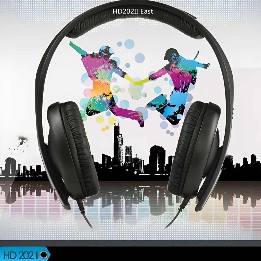 Black head mounted monitor headphones with 40mm speakers and 2.5m cable