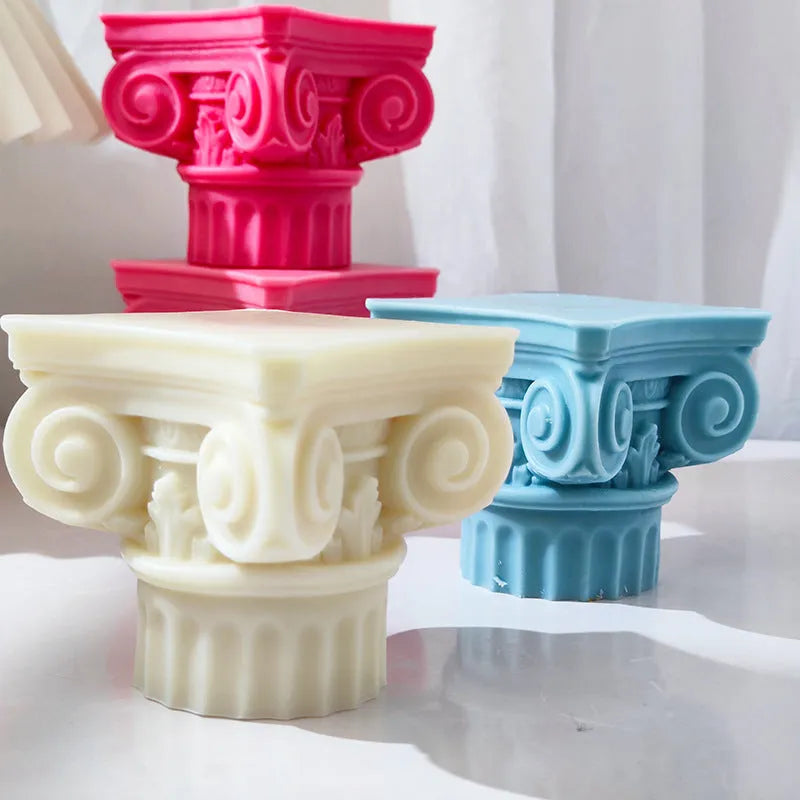 Silicone Roman pillar craft mold for making candles, chocolate, soap and plaster decorations.