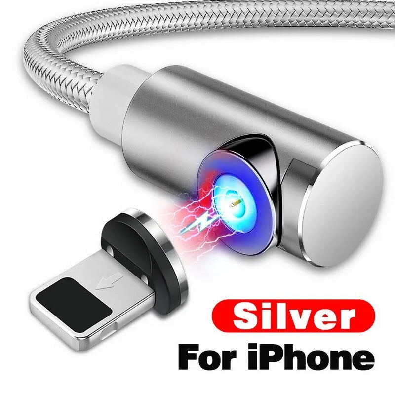 Magnetic charging cable with aluminium housing showing blind magnetic alignment and colour options