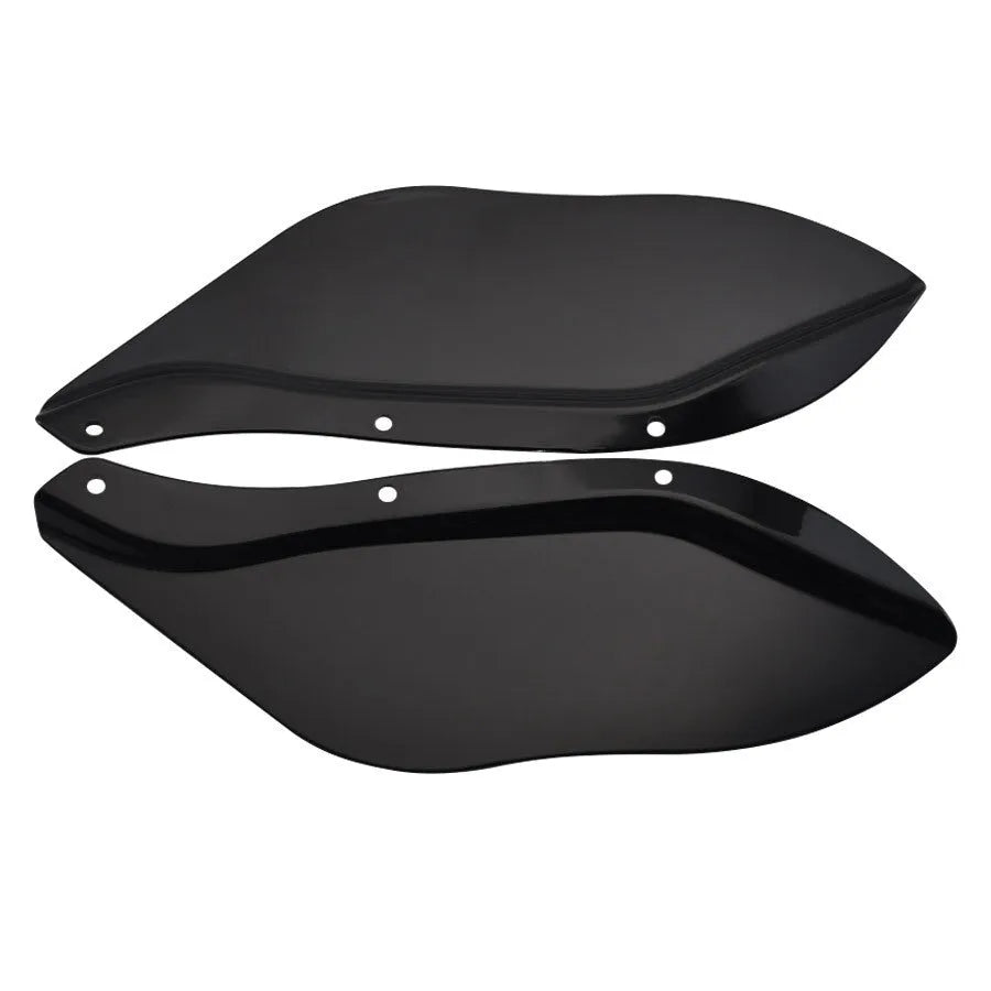 Harley-Davidson motorcycle windshield side covers in black and transparent options for Touring models