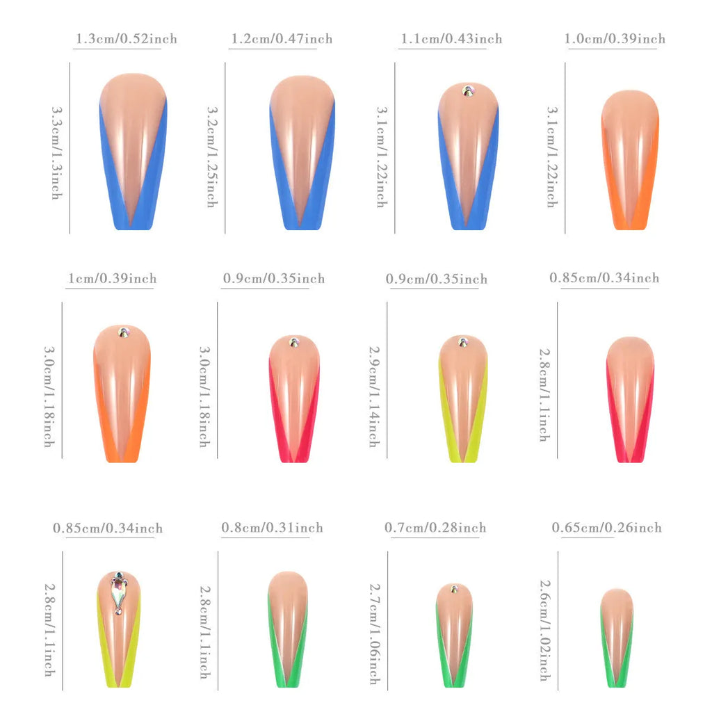 Detachable artificial nail tips with cartoon love cross heart pattern in diamond French colour BKS3037