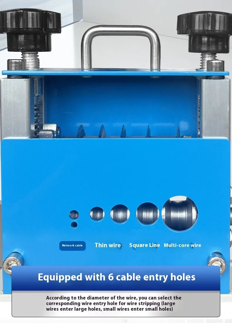 SD-017 manual wire stripping machine for 0.5-17mm cables on a workbench.