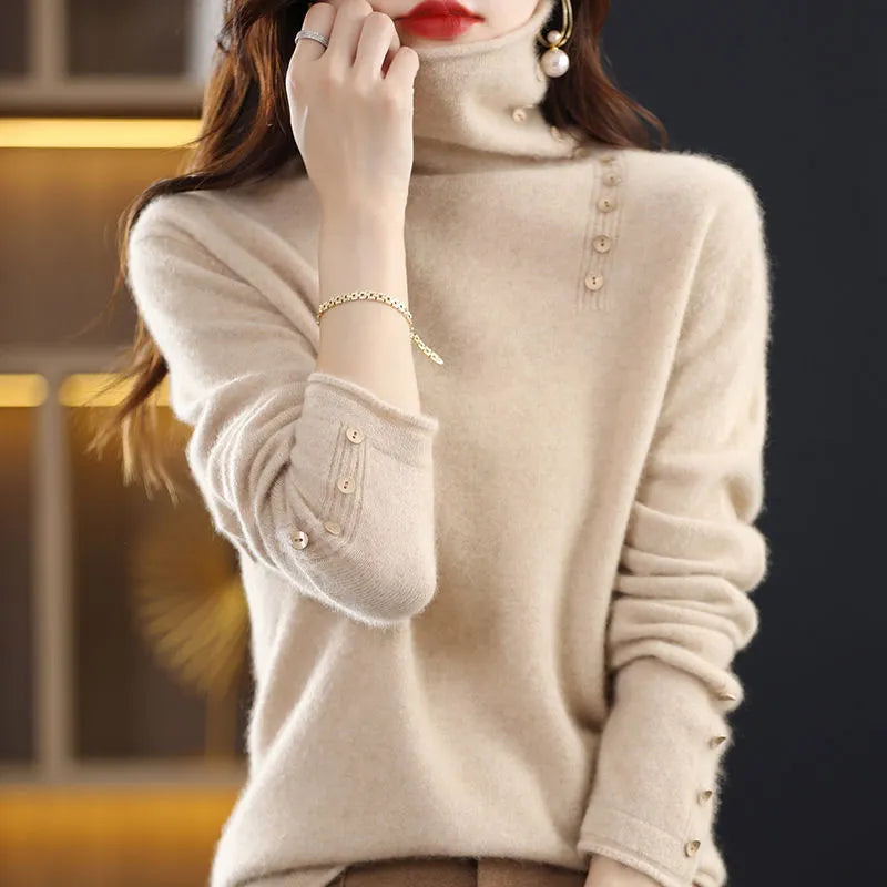 Slim fit short length knitted bottoming shirt in core-spun yarn, shown in a selected colour.