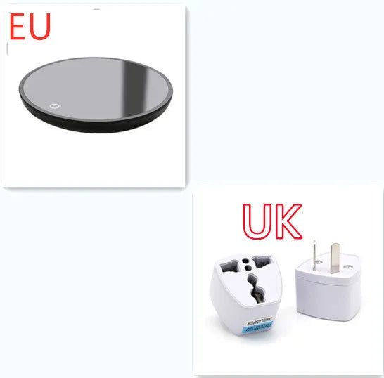 Black coffee mug warmer with temperature switch and waterproof design for home office use