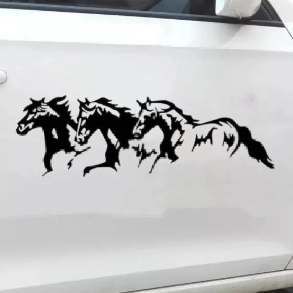 Three horses design car decal sticker measuring 25 by 8 cm in four colour options