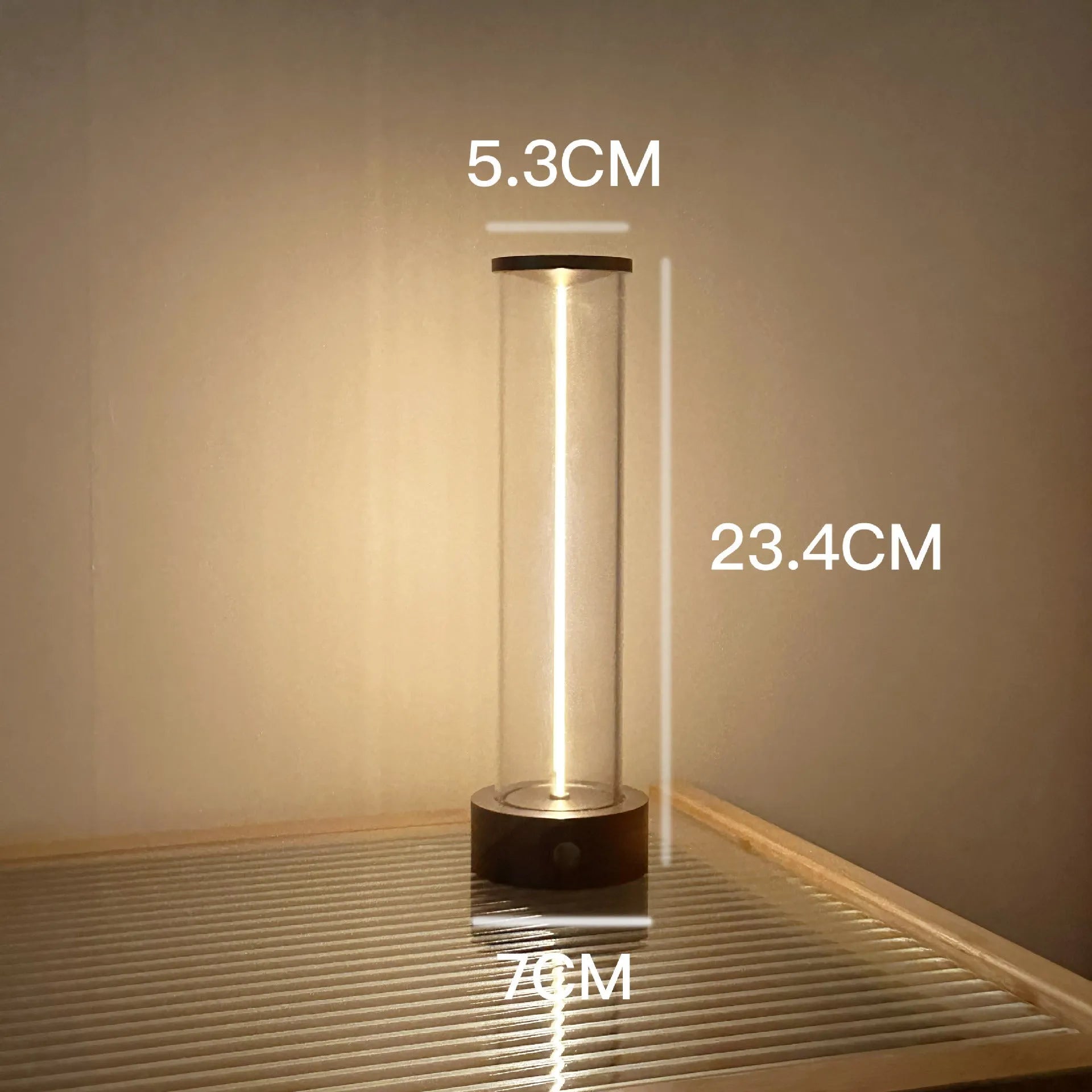 Slender modern LED glass light strip with magnetic back for USB-powered ambient lighting.