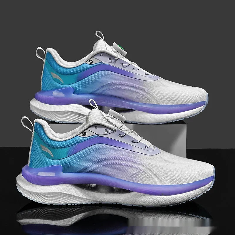 Men's high-top mesh running shoes in cotton candy colour with composite sole