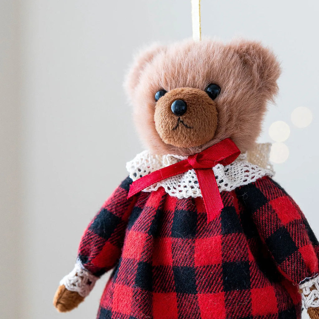 Cartoon-style cloth plush bear doll, available in gentleman bear or princess bear colour options.
