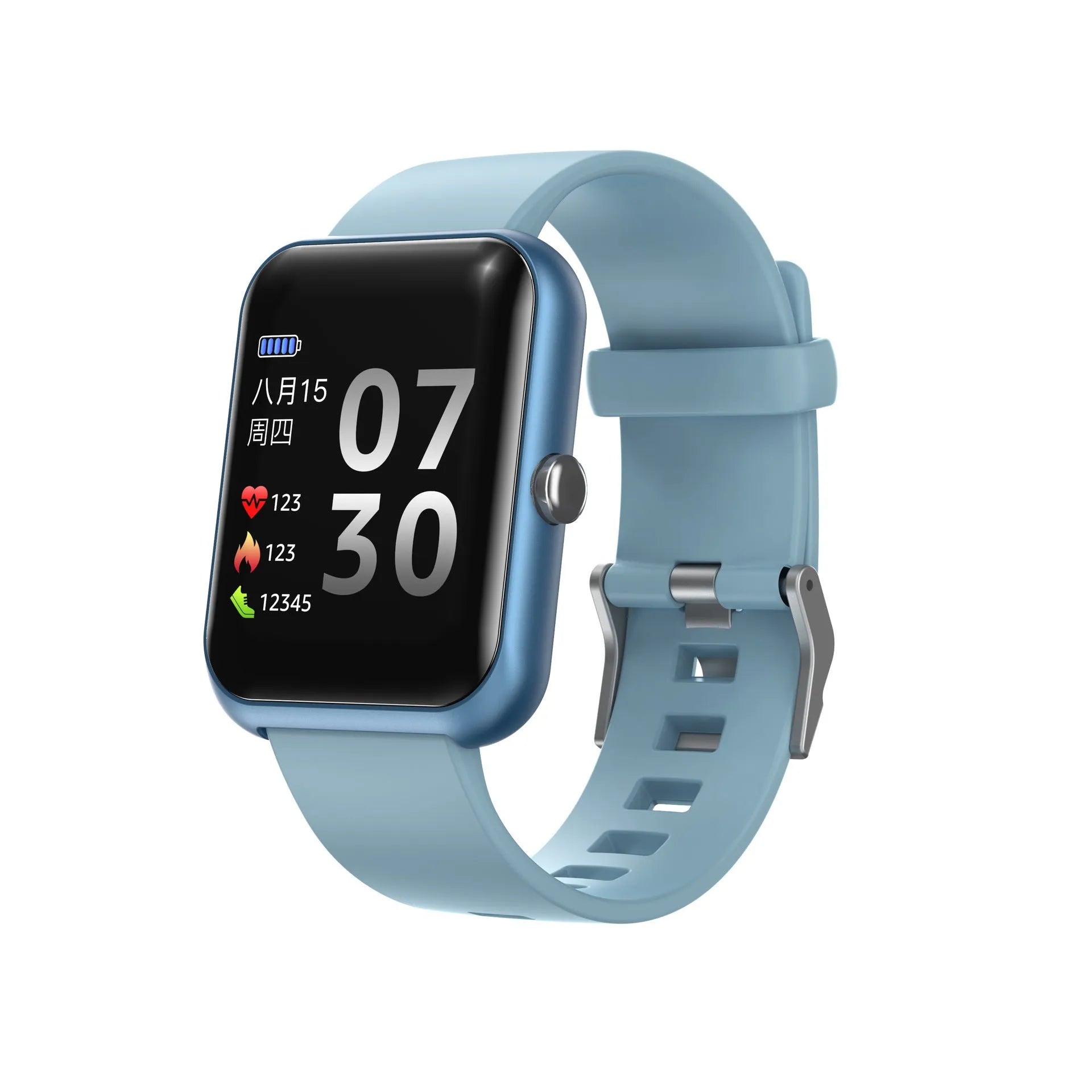 Square couple bracelet smart watch with silicone strap and Bluetooth connectivity