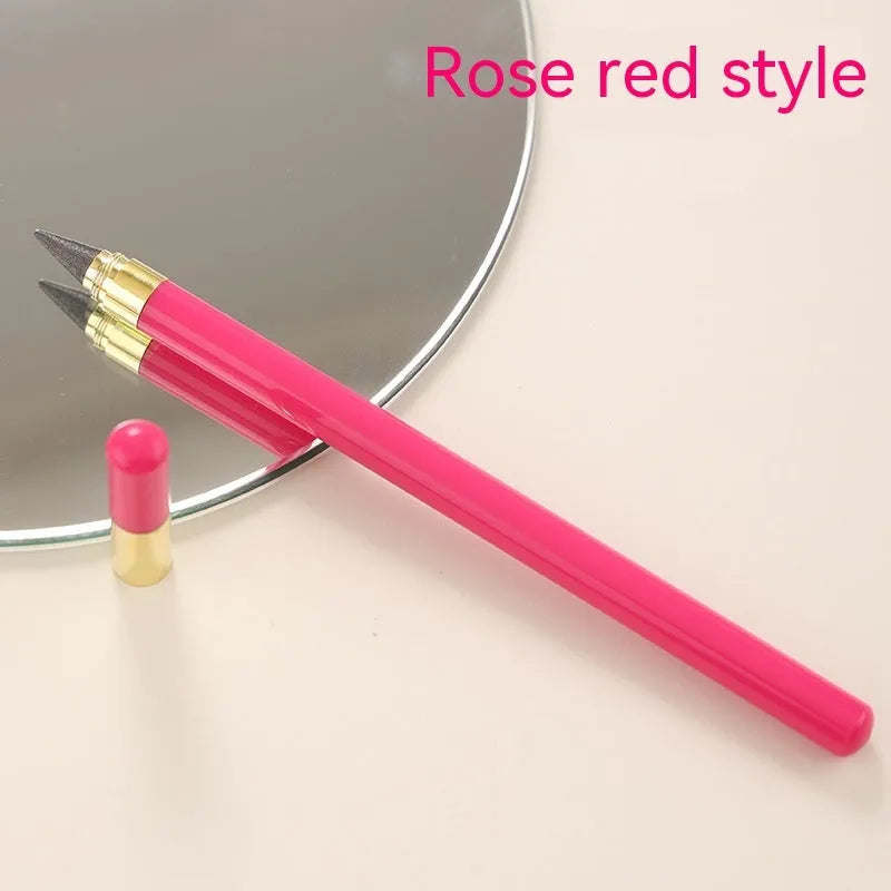 Transparent acrylic eternal pencil with alloy writing nib showing coloured graphite refill inside