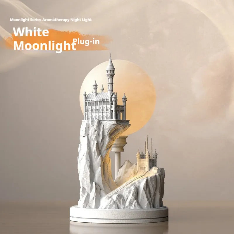 White composite gypsum table lamp with wire control switch for bedroom night light function