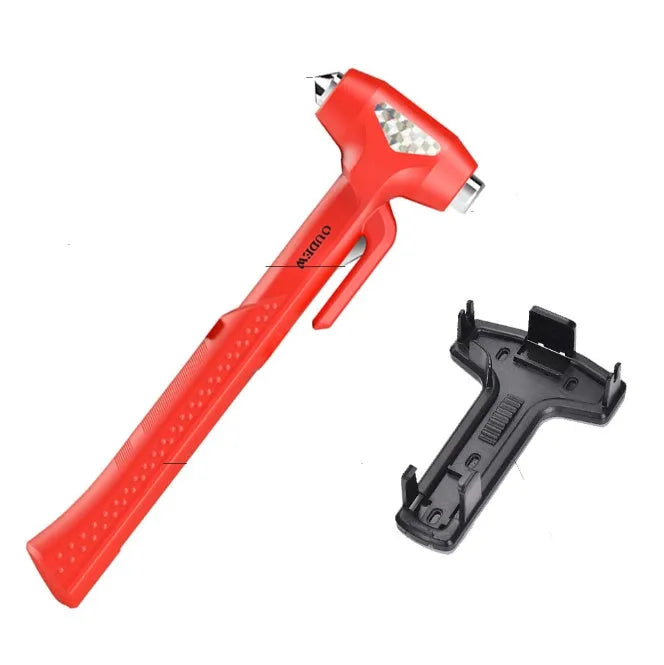 Window breaker safety hammer with ABS body and high carbon steel tip in red colour