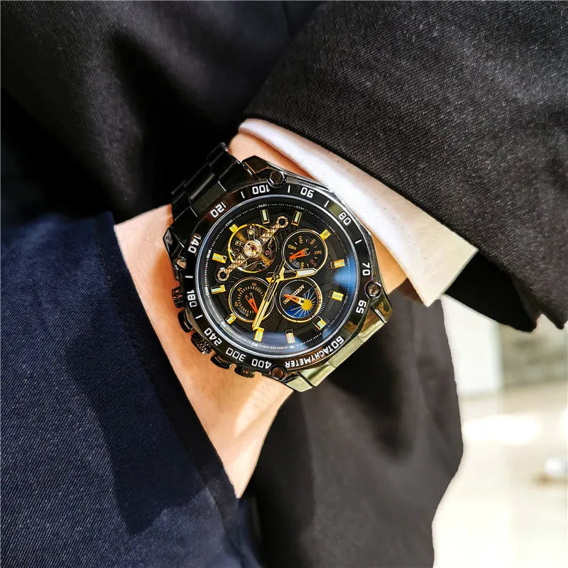 Men's automatic mechanical watch with 12mm thickness case in multiple colour combinations