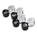Handheld metal magnifying glass with optical lens for jewellery and stamp identification.