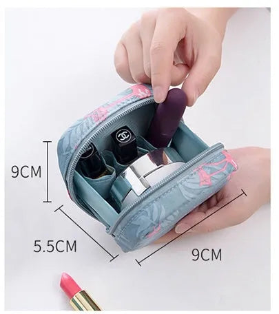Cloth cube makeup storage bag in plain fabric available in blue, pink, white and white pink colours