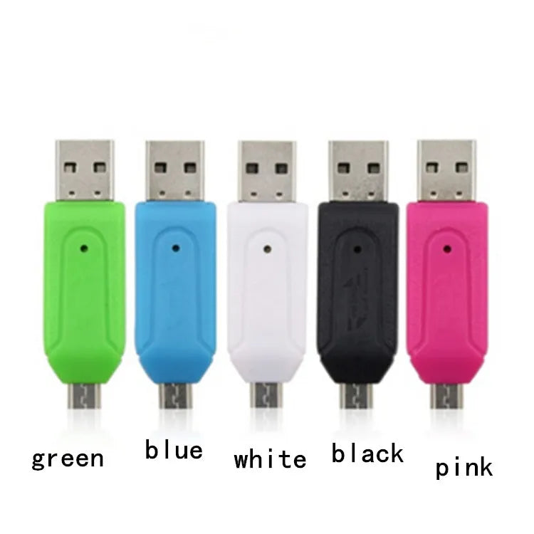 OTG card reader for computers and Android phones with SD and TF memory card slots