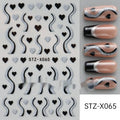 Black and silver strip cartoon nail art stickers on plastic patch