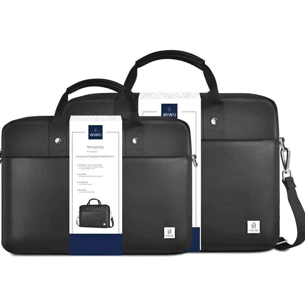 Black Oxford cloth laptop rucksack with multiple pockets and a lock, shown fitting a 15.6-inch laptop.